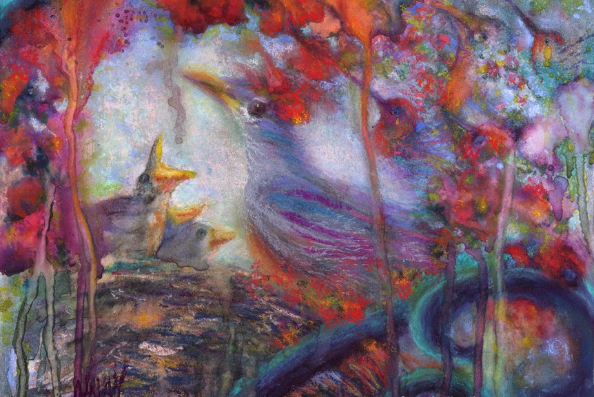 "Deja Vu," Original Painting in pastel over watercolor by Kim Novak