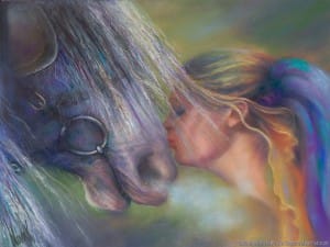 "Devotion," Original Painting in pastel on watercolor by Kim Novak