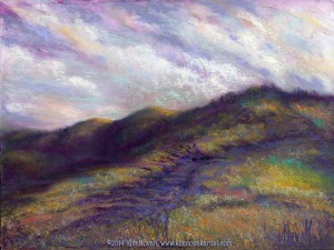 Finding the Way Back Home, Original landscape painting in pastel over watercolor by Kim Novak. Copyright 2014 Kim Novak. All rights reserved.