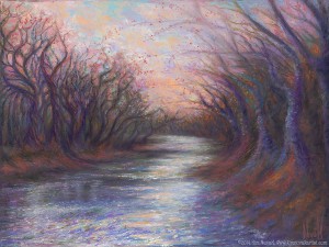 River Dancers, Original Painting of trees dancing on the banks of a river by Kim Novak. Copyright 2014 Kim Novak. All rights reserved.