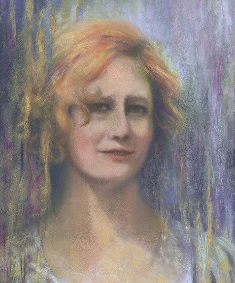 Woman From the Train, Original Pastel over watercolor painting by Kim Novak