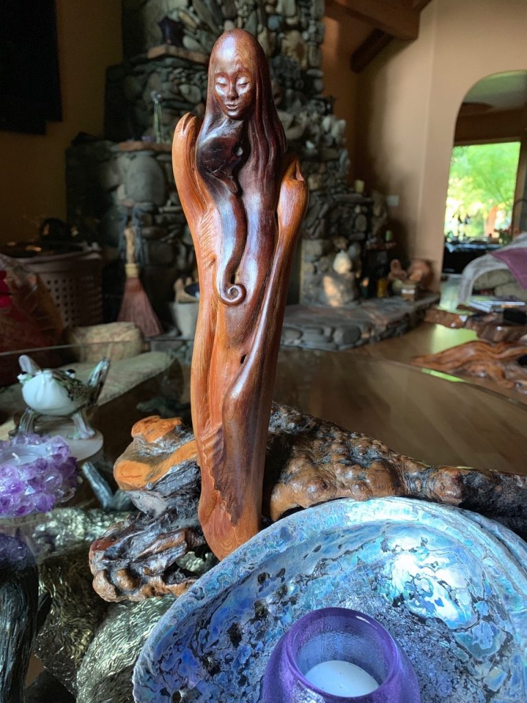 Gifts From the Sea to Me - sculpture created by Kim Novak. Carved from driftwood when she lived at Gull House in Carmel in the 70s